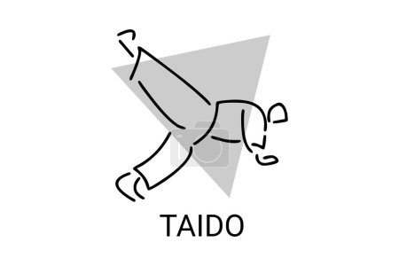 Taido (way of the body) sport vector line icon. sportman, fighting stance. sport pictogram illustration.