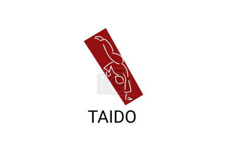 Taido (forma del cuerpo) icono de la línea de vectores deportivos. deportista, posición de lucha. pictograma deportivo ilustración.