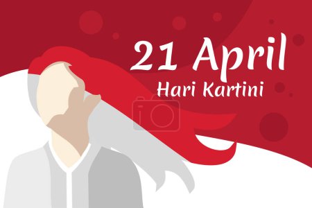 Traduction : 21 avril, Joyeuse journée Kartini. Illustration vectorielle. Convient pour carte de v?ux, affiche et bannière.