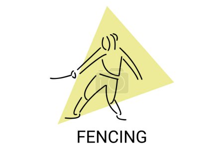 Ilustración de Fencing sport vector line icon. sportman, fighting stance. sport pictogram illustration. - Imagen libre de derechos