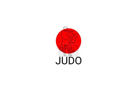 Icono de línea de vectores de Judo sport. deportista, posición de lucha. pictograma deportivo ilustración.