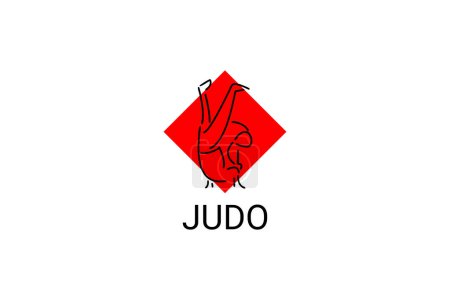 Judo Sport Vektor Line Symbol. Sportler, kämpferische Haltung. Sport-Piktogramm.