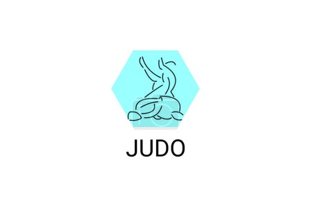 Judo sport vector line icon. sportman, fighting stance. sport pictogram illustration.