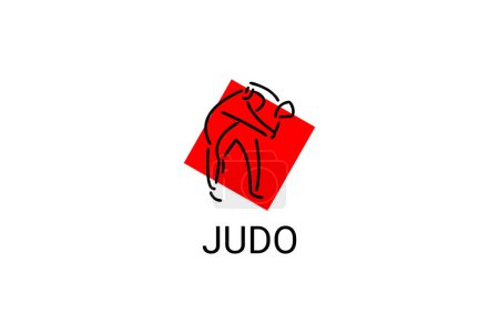 Ilustración de Icono de línea de vectores de Judo sport. deportista, posición de lucha. pictograma deportivo ilustración. - Imagen libre de derechos