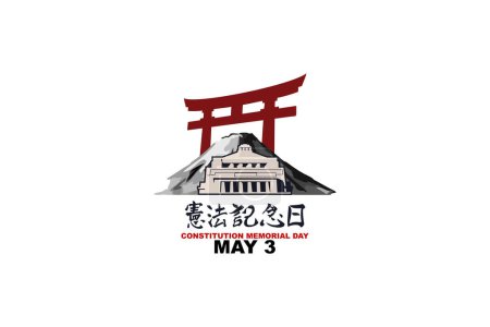 Translation: Constitution Memorial Day. May 3, Constitution Memorial Day of japan vector illustration. Suitable for greeting card, poster and banner