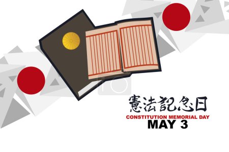 Übersetzung: Verfassungsgedenktag. 3. Mai, Verfassungstag der japanischen Vektorillustration. Geeignet für Grußkarte, Poster und Banner