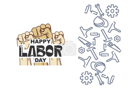 Mayo 1, Feliz Trabajo o Día del Trabajo (mayday) vector Ilustración. Adecuado para tarjeta de felicitación, póster y pancarta.
