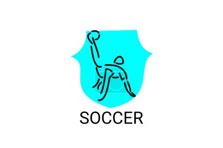 Fußball oder Fußball Sport Vektor Line Icon. Sportler, der Fußball spielt. Sport-Piktogramm.