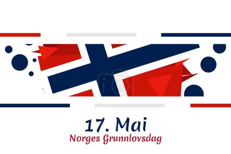 Übersetzung: 17. Mai, norwegischer Verfassungstag. Vektorillustration. Geeignet für Grußkarte, Poster und Banner.