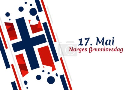 Translation: May 17, Norwegian Constitutional Day. Vector Illustration. Suitable for greeting card, poster and banner.