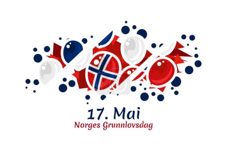 Traduction : 17 mai, Journée constitutionnelle norvégienne. Illustration vectorielle. Convient pour carte de v?ux, affiche et bannière.
