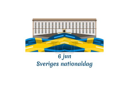 Übersetzung: 6. Juni, Nationalfeiertag. Happy Sweden National Day (Sveriges nationaldag) Vector Illustration. Geeignet für Grußkarte, Poster und Banner