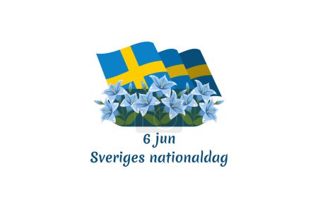 Traducción: 6 de junio, Día Nacional. Feliz Día Nacional de Suecia (Sveriges nationaldag) Vector Illustration. Adecuado para tarjeta de felicitación, póster y pancarta