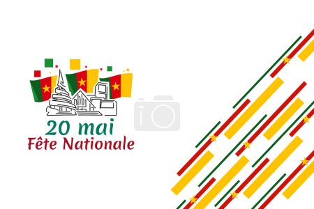 Translation: May 20, National Day. National Day of Cameroon vector illustration. Suitable for greeting card, poster and banner.