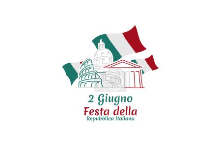 Illustration for 2 giugno, Festa della Repubblica (Translation: June 2, Republic Day). Happy Republic day of Italy. Suitable for greeting card, poster and banner. - Royalty Free Image
