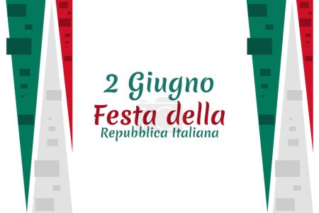 Illustration for 2 giugno, Festa della Repubblica (Translation: June 2, Republic Day). Happy Republic day of Italy. Suitable for greeting card, poster and banner. - Royalty Free Image