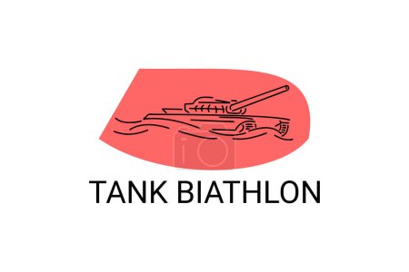 tank biathlon vector line icon. military sport. army sport event pictogram illustration.