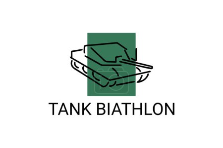 Illustration for Tank biathlon vector line icon. military sport. army sport event pictogram illustration. - Royalty Free Image