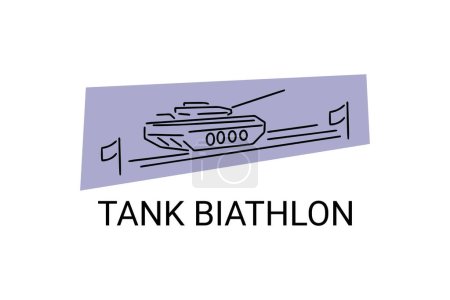 tank biathlon vector line icon. military sport. army sport event pictogram illustration.