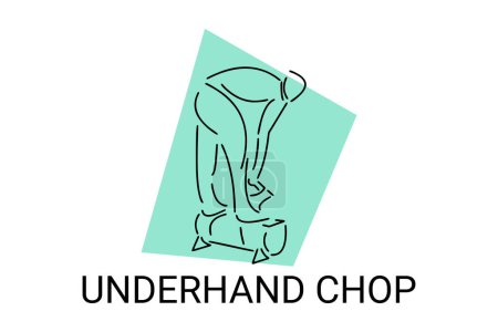 underhand chop vector line icon. lumberjack sport. athlete chopping logs pictogram illustration.
