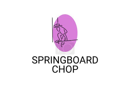 Illustration for Springboard chop vector line icon. lumberjack sport. athlete chopping logs pictogram illustration. - Royalty Free Image