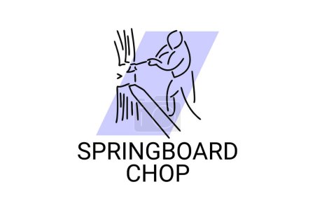 Springboard picar icono de línea vectorial. Deporte de leñador. atleta troncos pictograma ilustración.