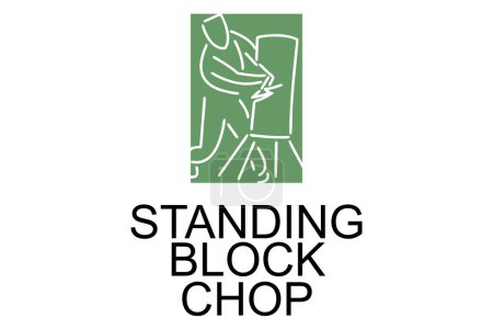 Illustration for Standing block chop vector line icon. lumberjack sport. athlete chopping logs pictogram illustration. - Royalty Free Image