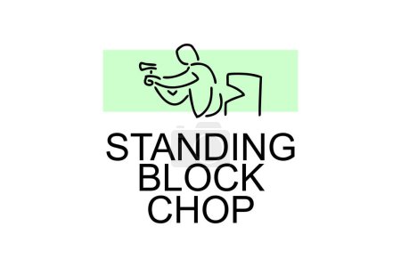 Illustration for Standing block chop vector line icon. lumberjack sport. athlete chopping logs pictogram illustration. - Royalty Free Image