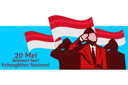 20 Mei, Selamat Hari Kebangkitan Nasional (Traducción: 20 de mayo, Día Nacional del Despertar) vector ilustración. Adecuado para tarjeta de felicitación, póster y pancarta.