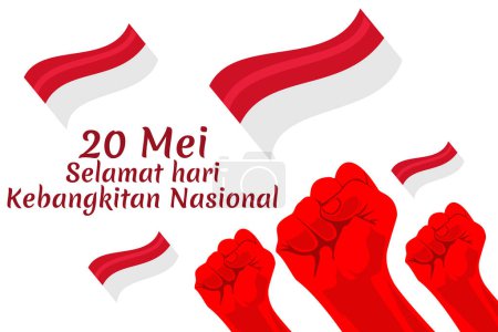 20 Mei, Selamat Hari Kebangkitan Nasional (Traducción: 20 de mayo, Día Nacional del Despertar) vector ilustración. Adecuado para tarjeta de felicitación, póster y pancarta.