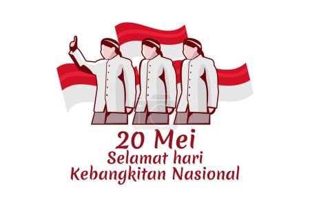 20 Mei, Selamat Hari Kebangkitan Nasional (Übersetzung: 20. Mai, Tag des nationalen Erwachens) Vektorillustration. Geeignet für Grußkarte, Poster und Banner.
