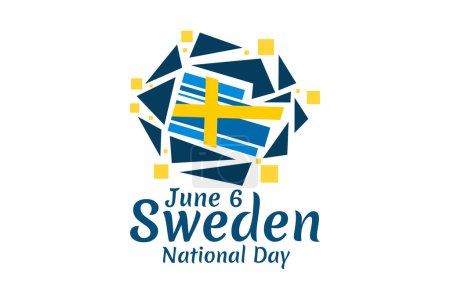 6 de junio, Día Nacional. Feliz Día Nacional de Suecia (Sveriges nationaldag) Vector Illustration. Adecuado para tarjeta de felicitación, póster y pancarta