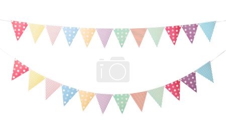 Set von Paper Party Fahnen isoliert auf weißem Hintergrund mit Clipping-Pfad.