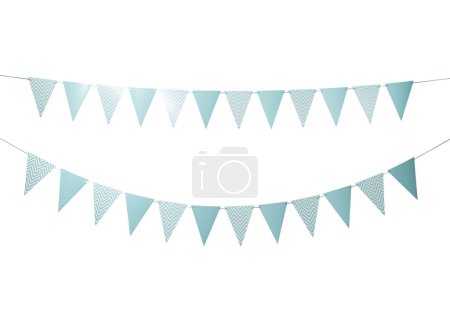 Photo for Set of Paper Party flags isolated on white background with clipping path. - Royalty Free Image