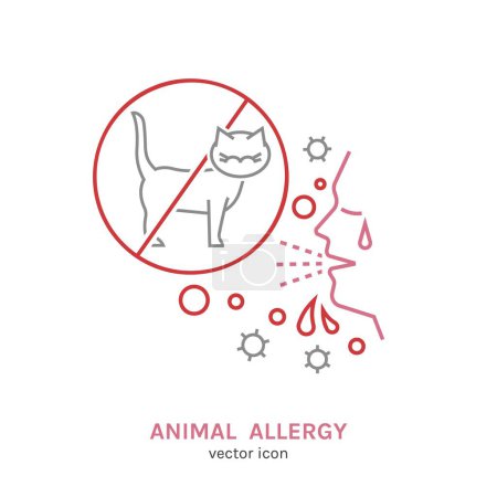 Téléchargez les illustrations : Types of allergy. Allergies caused by house cats. Runny, stuffy nose. Creative medical icon in outline style. Editable vector illustration isolated on a transparent background. - en licence libre de droit
