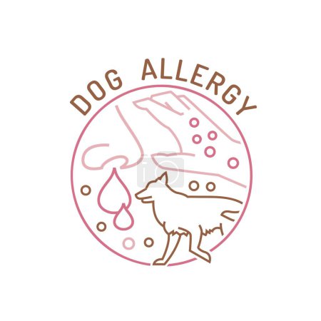 Téléchargez les illustrations : Types of allergy. Allergies caused by dogs. Runny, stuffy nose. Creative medical icon in outline style. Editable vector illustration isolated on a transparent background. - en licence libre de droit