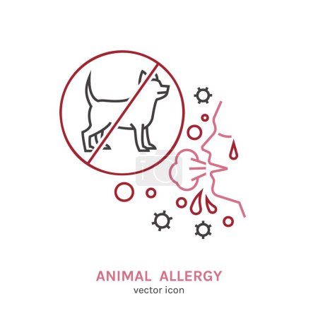 Téléchargez les illustrations : Types of allergy. Allergies caused by dogs. Runny, stuffy nose. Creative medical icon in outline style. Editable vector illustration isolated on a transparent background. - en licence libre de droit
