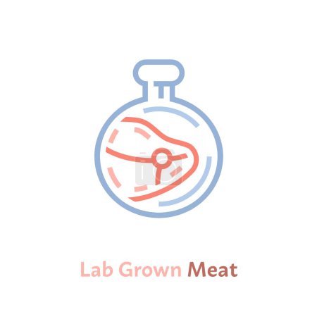 Illustration for Lab grown meat sign. Cell cultured beef icon in linear style. Editable vector illustration isolated on a transparent background. - Royalty Free Image