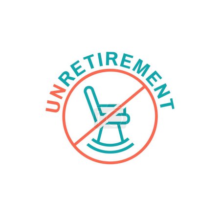 Ilustración de The unretirement icon. Back to work outlined symbol. Reentering the workforce pictogram. Older workers return to paid employment. Editable vector illustration isolated on transparent background. - Imagen libre de derechos