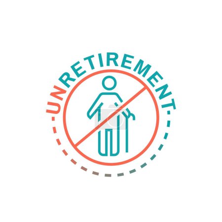 Illustration for The unretirement icon. Back to work outlined symbol. Reentering the workforce pictogram. Older workers return to paid employment. Editable vector illustration isolated on transparent background. - Royalty Free Image