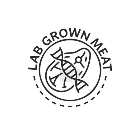 Lab grown meat sign. Cell cultured beef, pork pictogram in outline style. Artificial product. New way of nutrition. Editable vector illustration in black color isolated on a transparent background.