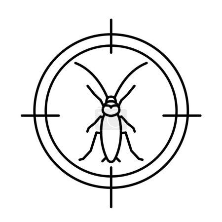 Illustration for Anti cockroach sign. Insect protection icon. Ants-repellent spray, creme, pictogram. Insectifuge round symbol. Editable vector illustration in black color isolated on a transparent background. - Royalty Free Image