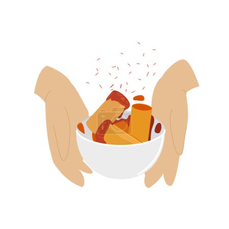 Illustration for Tteokbokki. Popular Korean traditional food. Simmered rice cake. Editable vector illustration isolated on a transparent background. - Royalty Free Image