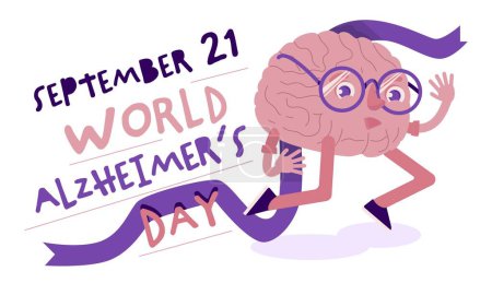 Illustration for World alzheimers day. September 21. Mental disorder awareness month. Medical poster. Editable vector illustration in modern style. Dementia, Parkinson disease by elderly people. Graphic design - Royalty Free Image
