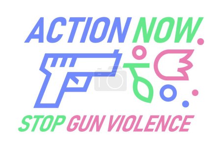 Illustration for Availability of weapons and shooting in public places. No more victims. Stop gun violence. Editable vector illustration in bright colors isolated on a white background. - Royalty Free Image