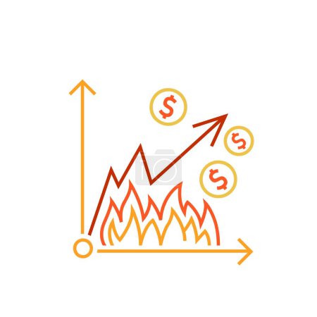 Illustration for Heatinflation outline icon, sign, pictogram. New term. Extreme drought. Inflation accelerated by heat effects on agriculture. Editable vector illustration isolated on a white background - Royalty Free Image