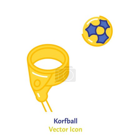 Ilustración de Korfball es un deporte de pelota, con similitudes con el netball y el baloncesto. Concepto de vida activa saludable. Elemento útil para el logotipo, diseño de marca. Ilustración vectorial editable aislada sobre fondo blanco - Imagen libre de derechos