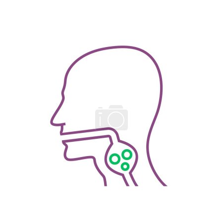 Illustration for Dysphagia linear icon. Aphagia line pictogram. Difficulty in swallowing symbol. Deglutitive problem. Medical sign in outline style. Editable vector illustration isolated on a white background. - Royalty Free Image