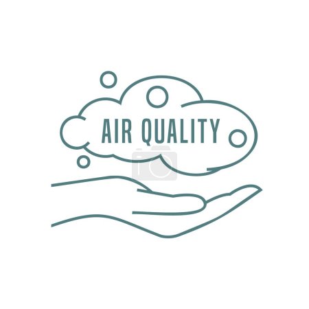 Illustration for Air Quality Index pictogram, outline icon. AQI levels line symbol. Quantities of substances measurement pictogram. Environmental protection. Editable vector illustration isolated on a white background - Royalty Free Image