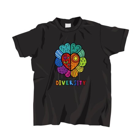 Illustration for Variety symbol composed of a vibrant spectrum of colors. This gradient represents the diversity of human minds and experiences. Apparel design. T-shirt print. Hand-drawn editable vector illustration - Royalty Free Image